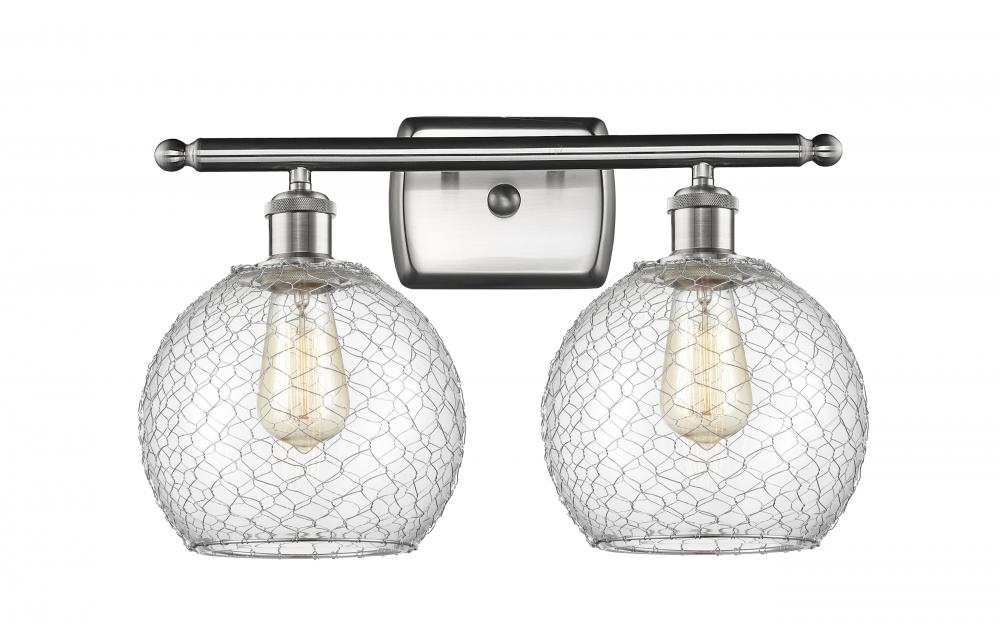 Farmhouse Chicken Wire 2 Light Bath Vanity Light