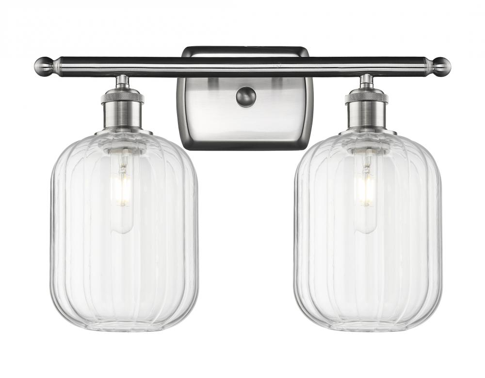 Preston Cylinder - 2 Light - 17 inch - Brushed Satin Nickel - Bath Vanity Light
