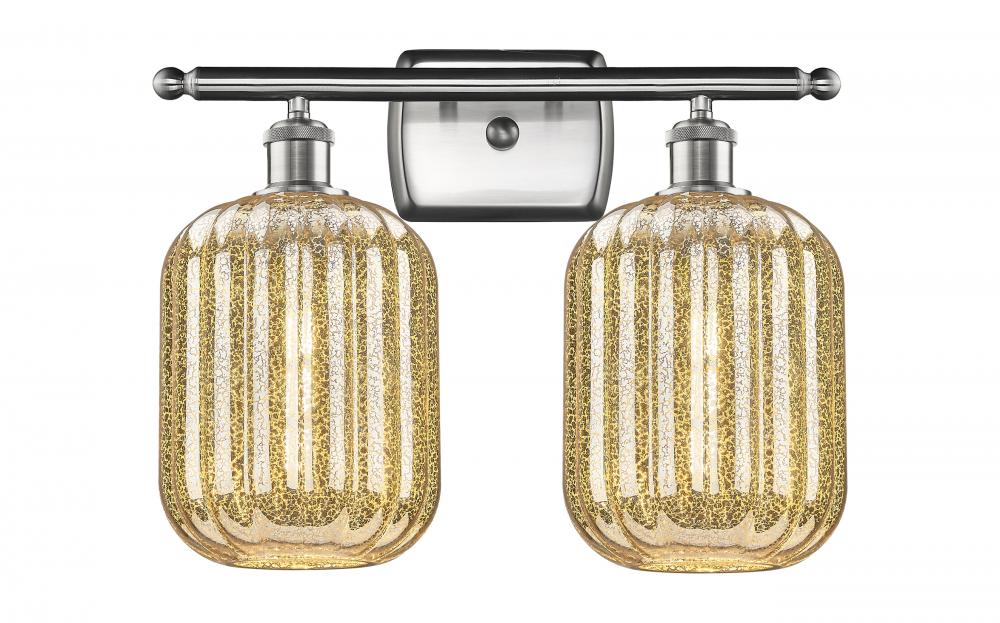 Preston Cylinder - 2 Light - 17 inch - Brushed Satin Nickel - Bath Vanity Light
