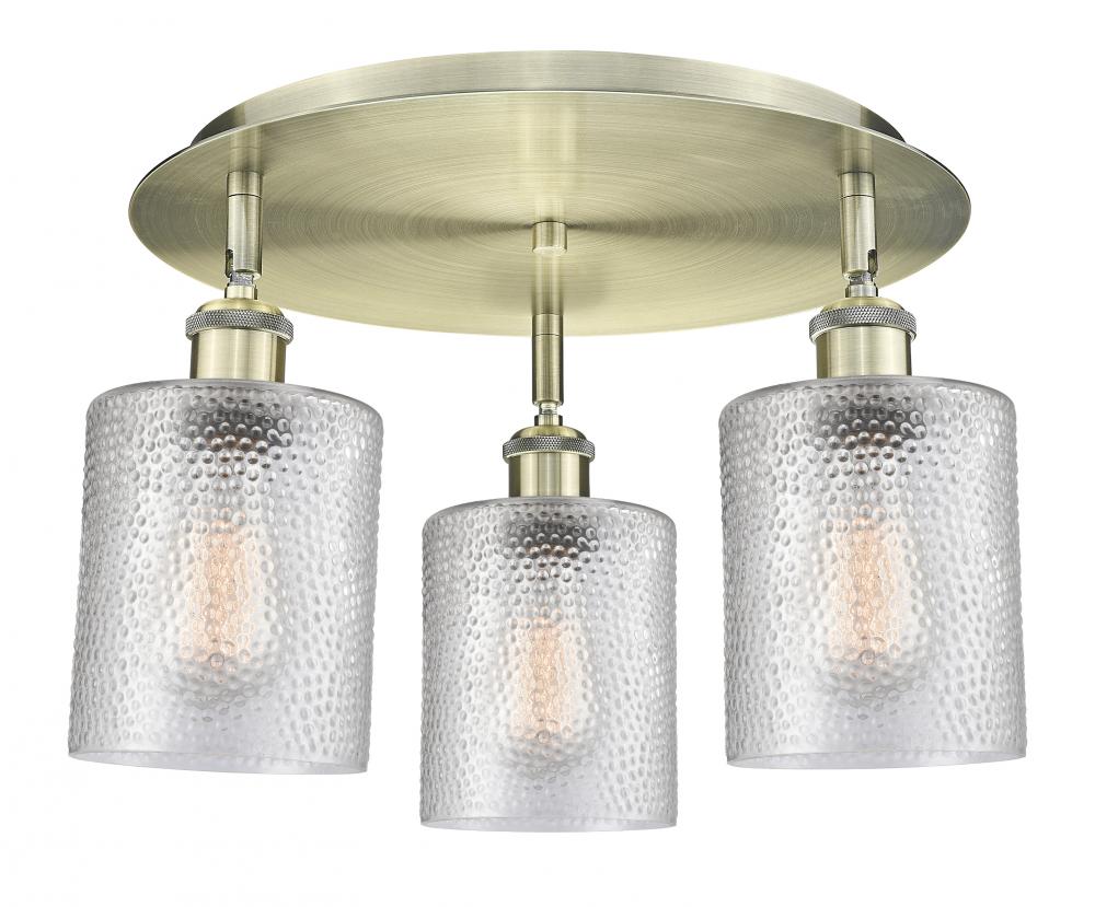 Cobbleskill - 3 Light - 17 inch - Antique Brass - Semi-Flush Mount