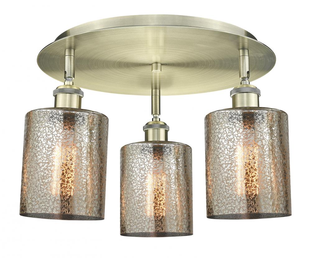 Cobbleskill - 3 Light - 17 inch - Antique Brass - Semi-Flush Mount