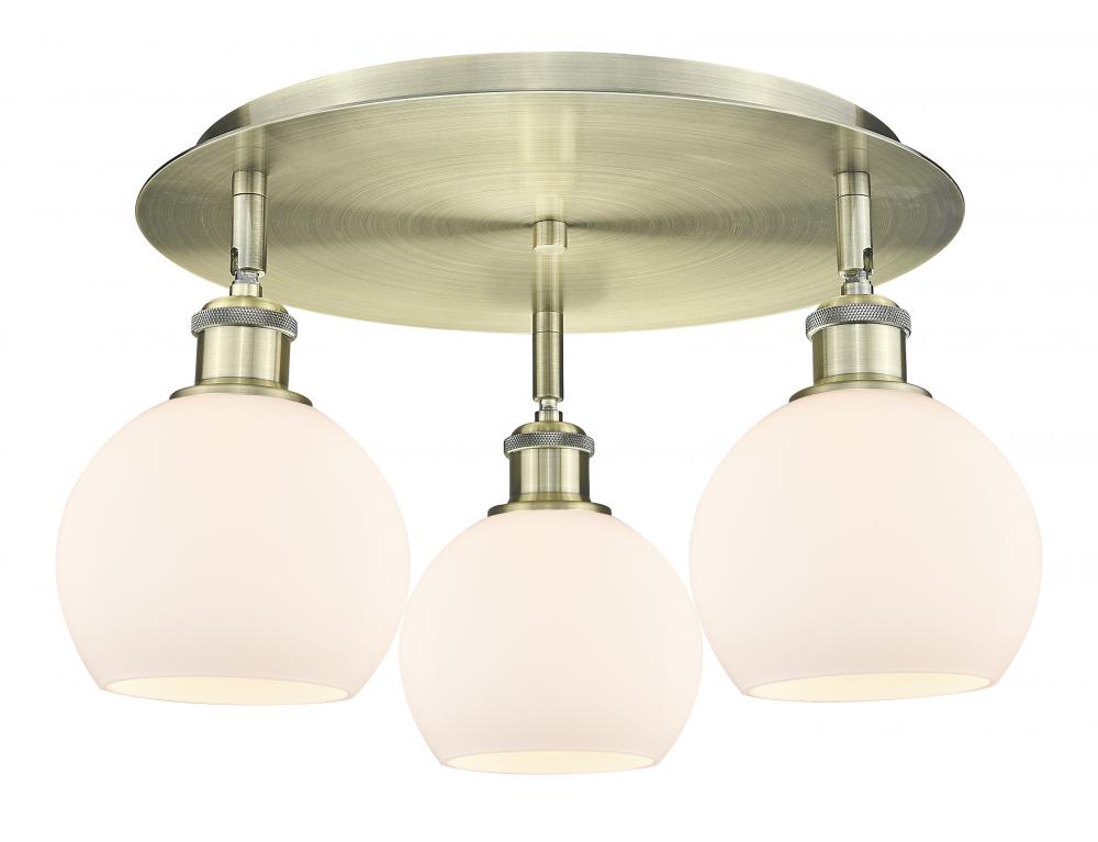 Athens - 3 Light - 18 inch - Antique Brass - Semi-Flush Mount