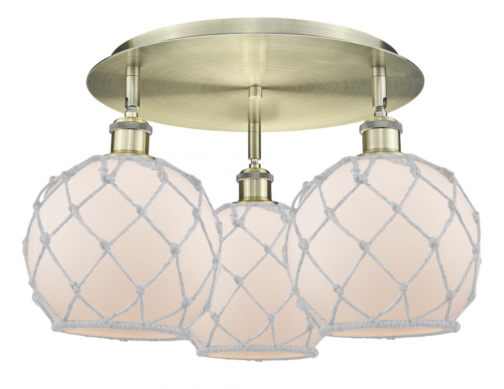Farmhouse Rope - 3 Light - 20 inch - Antique Brass - Semi-Flush Mount