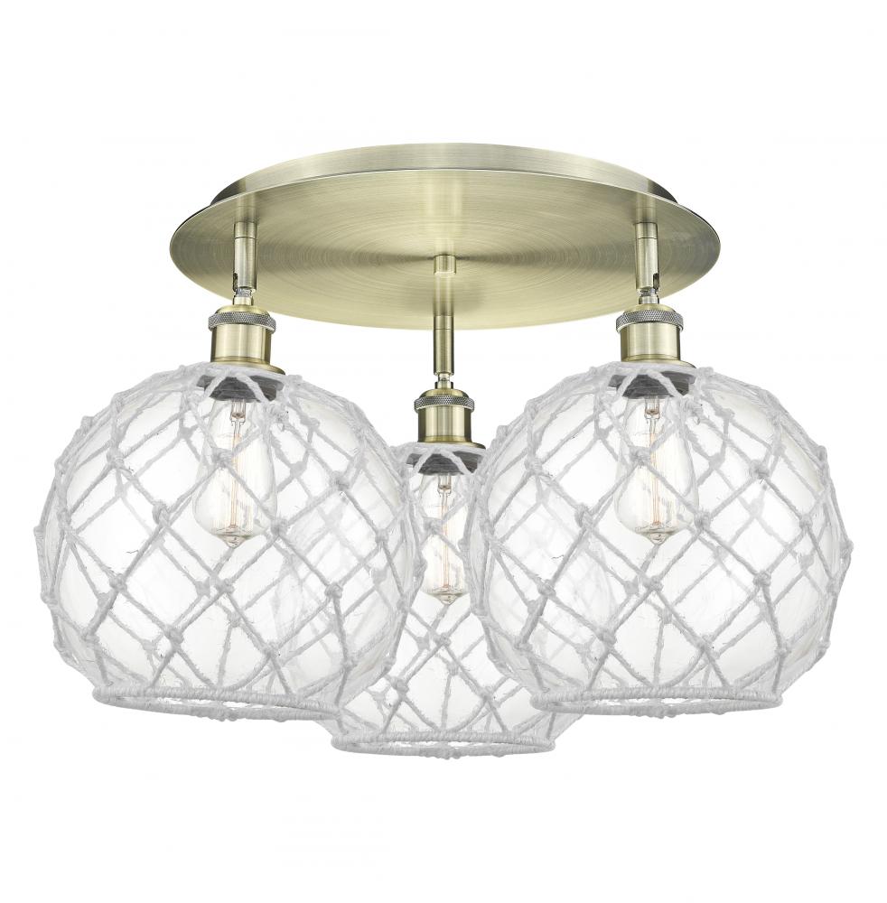 Farmhouse Rope - 3 Light - 22 inch - Antique Brass - Semi-Flush Mount