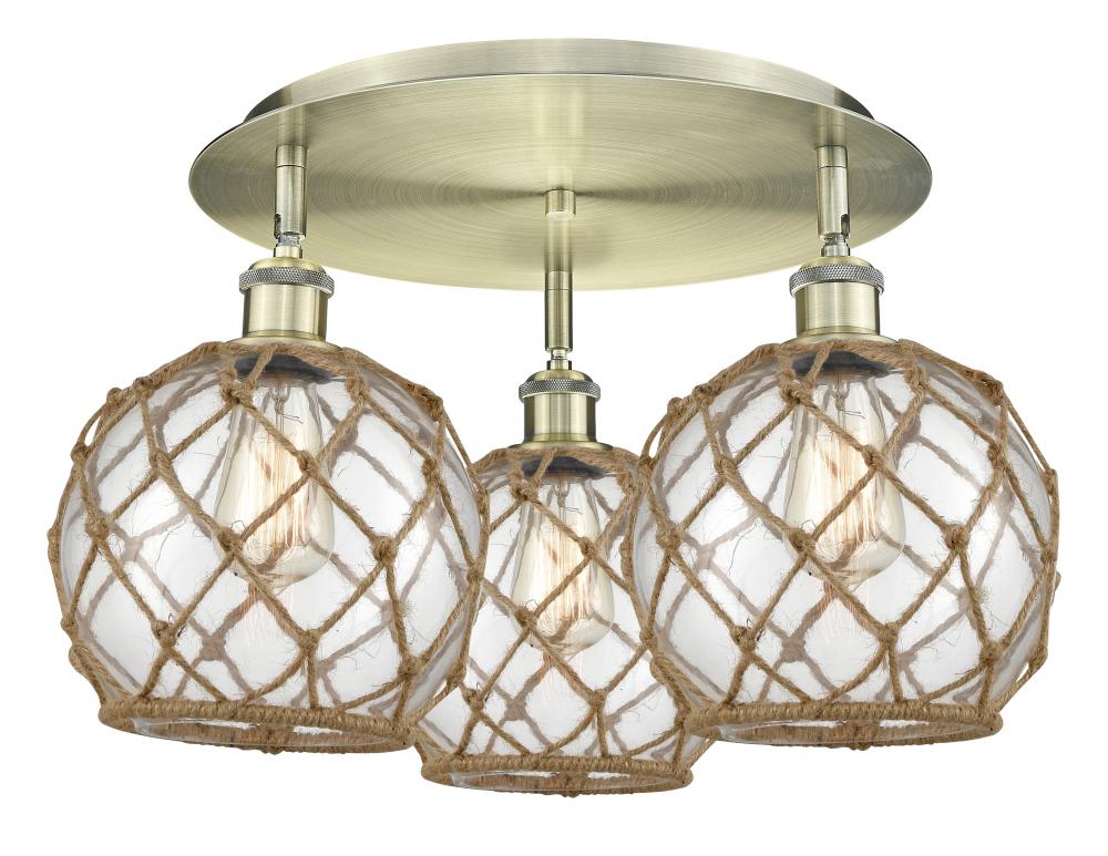 Farmhouse Rope - 3 Light - 20 inch - Antique Brass - Semi-Flush Mount