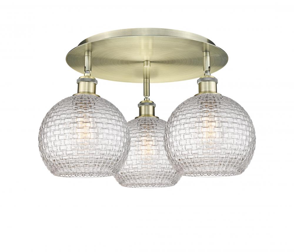 Athens - 3 Light - 20 inch - Antique Brass - Semi-Flush Mount