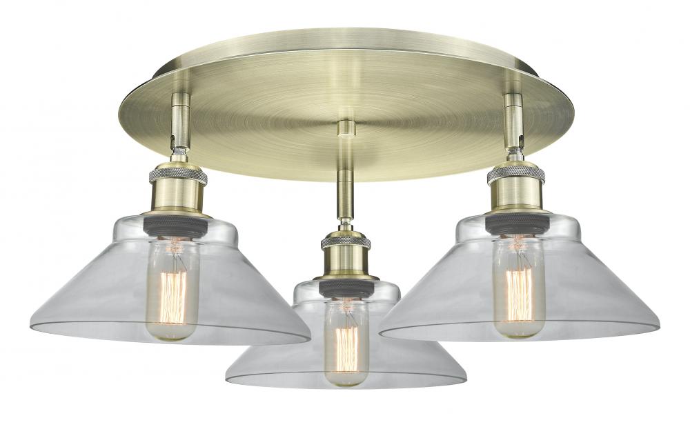 Orwell - 3 Light - 20 inch - Antique Brass - Semi-Flush Mount