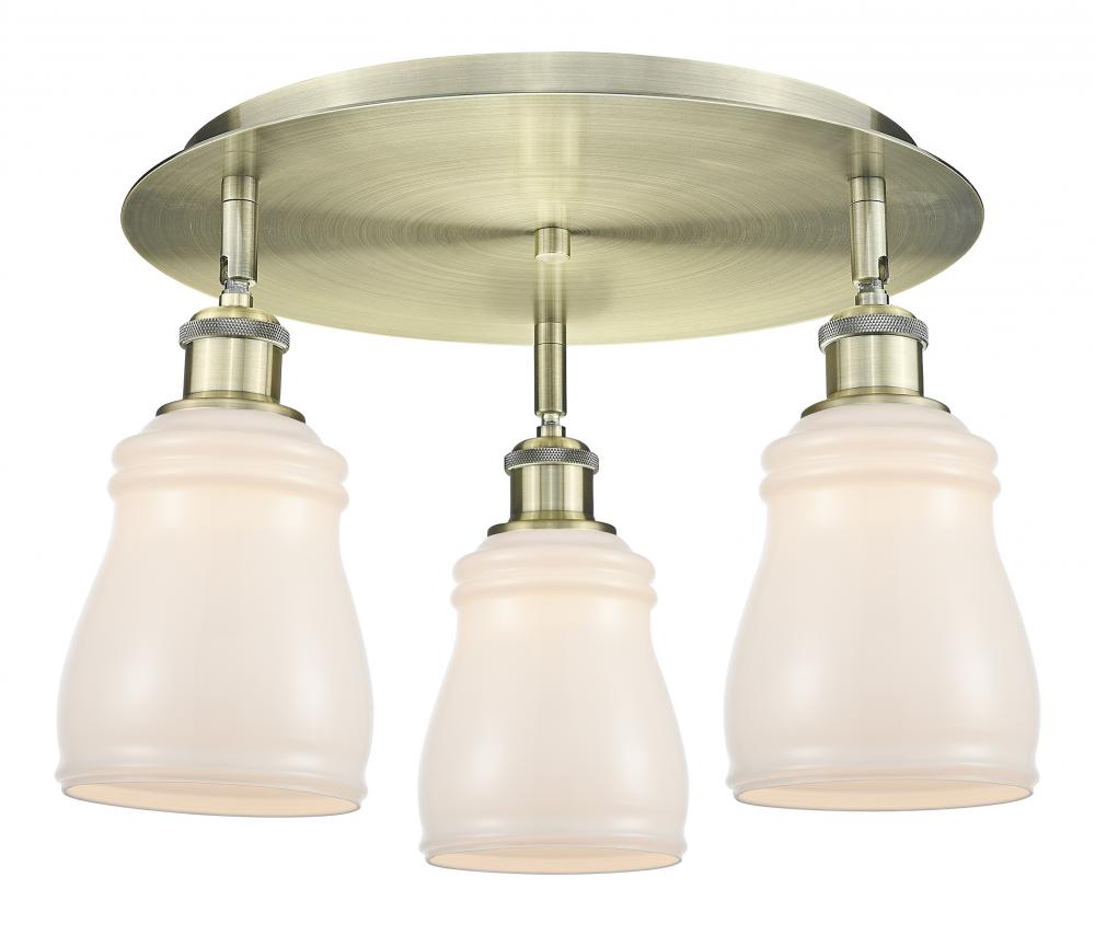 Ellery - 3 Light - 17 inch - Antique Brass - Semi-Flush Mount
