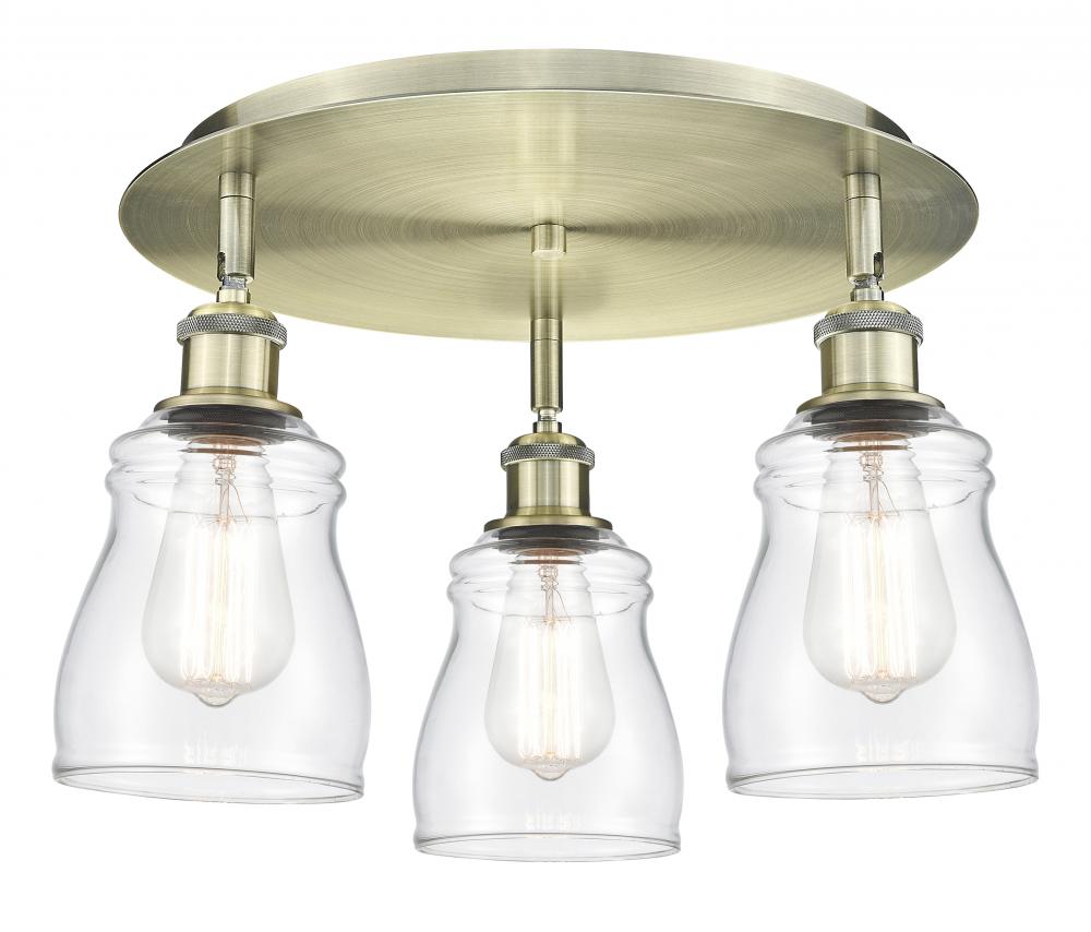 Ellery - 3 Light - 17 inch - Antique Brass - Semi-Flush Mount