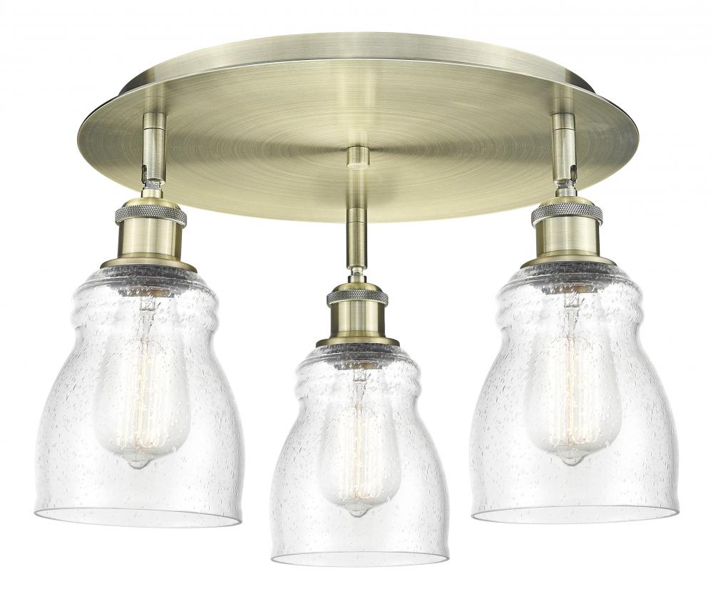 Ellery - 3 Light - 17 inch - Antique Brass - Semi-Flush Mount