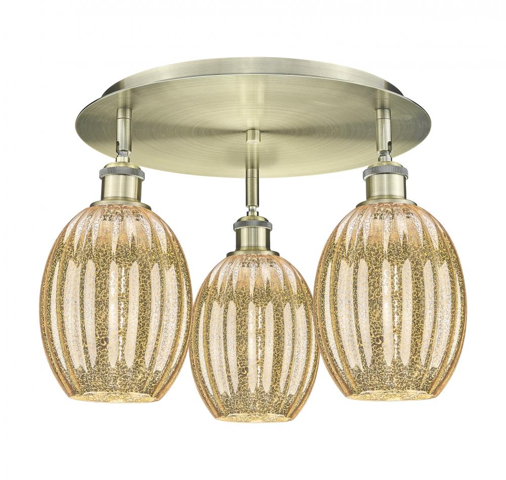 Preston Bulb - 3 Light - 18 inch - Antique Brass - Semi-Flush Mount