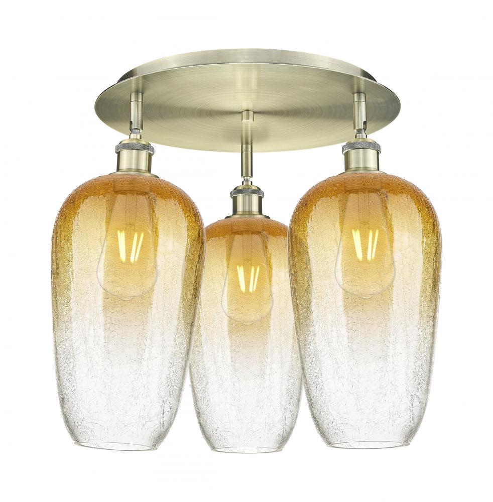 Brookhaven Flute - 3 Light - 19 inch - Antique Brass - Semi-Flush Mount