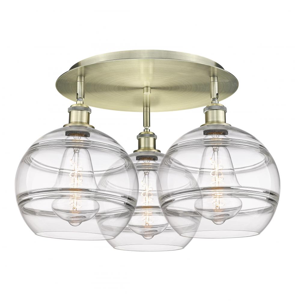 Rochester - 3 Light - 22 inch - Antique Brass - Semi-Flush Mount