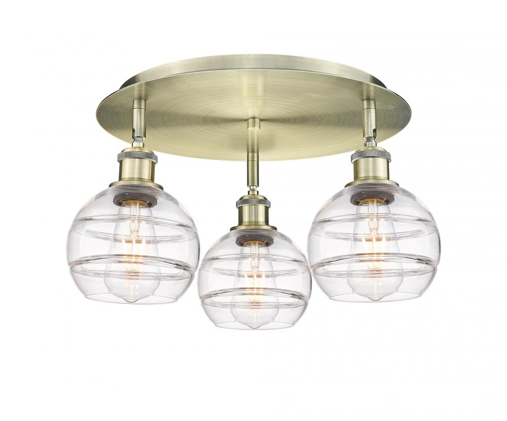 Rochester - 3 Light - 18 inch - Antique Brass - Semi-Flush Mount