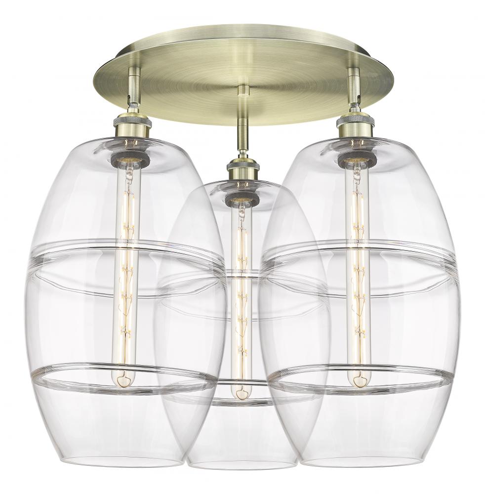 Vaz - 3 Light - 22 inch - Antique Brass - Semi-Flush Mount