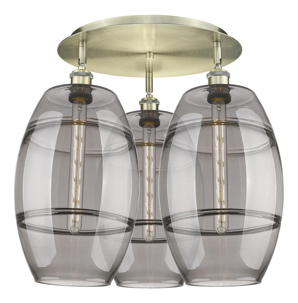 Vaz - 3 Light - 22 inch - Antique Brass - Semi-Flush Mount