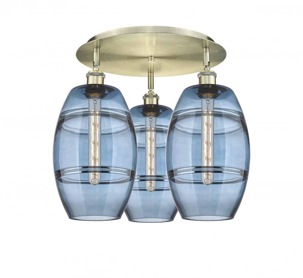 Vaz - 3 Light - 20 inch - Antique Brass - Semi-Flush Mount