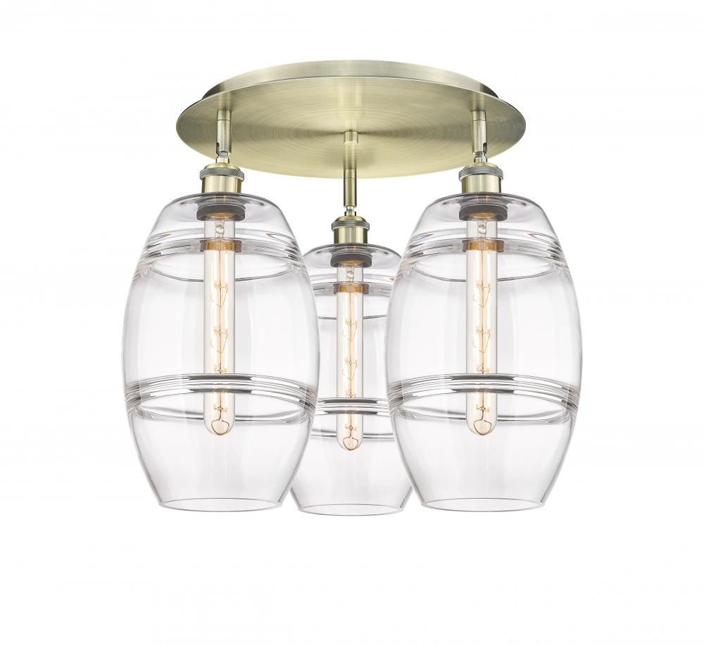 Vaz - 3 Light - 20 inch - Antique Brass - Semi-Flush Mount