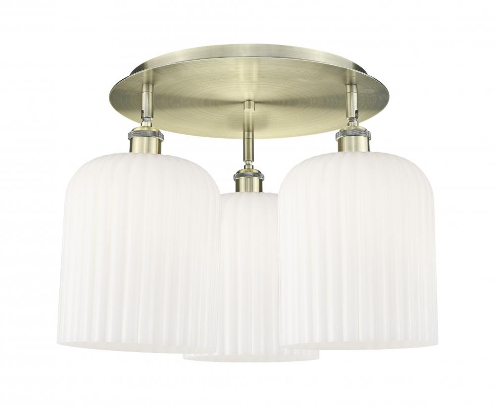 Bridal Veil - 3 Light - 17 inch - Antique Brass - Semi-Flush Mount