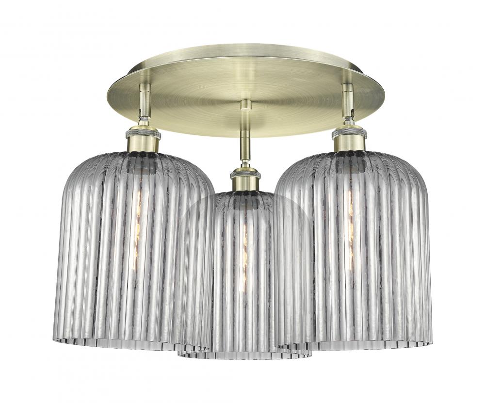 Bridal Veil - 3 Light - 17 inch - Antique Brass - Semi-Flush Mount