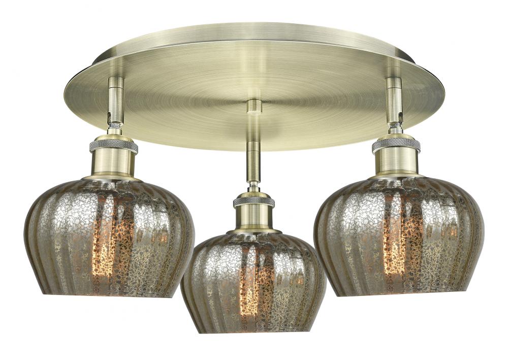 Fenton - 3 Light - 18 inch - Antique Brass - Semi-Flush Mount