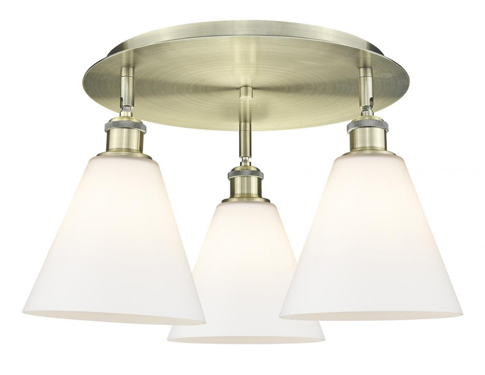 Berkshire - 3 Light - 20 inch - Antique Brass - Semi-Flush Mount