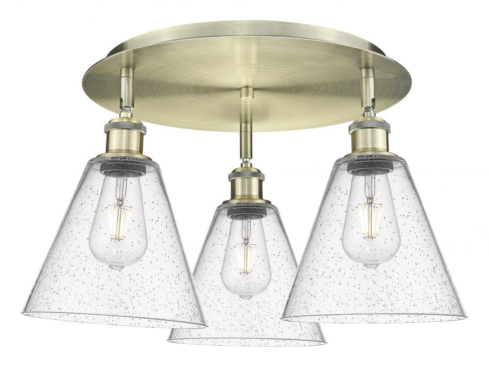 Berkshire - 3 Light - 20 inch - Antique Brass - Semi-Flush Mount