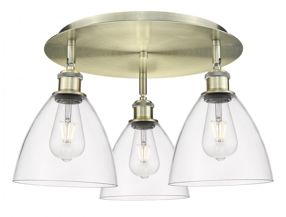 Bristol - 3 Light - 19 inch - Antique Brass - Semi-Flush Mount