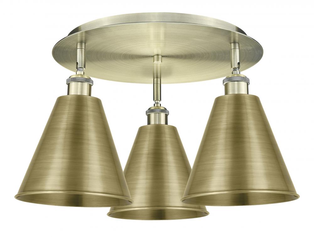 Berkshire - 3 Light - 20 inch - Antique Brass - Semi-Flush Mount