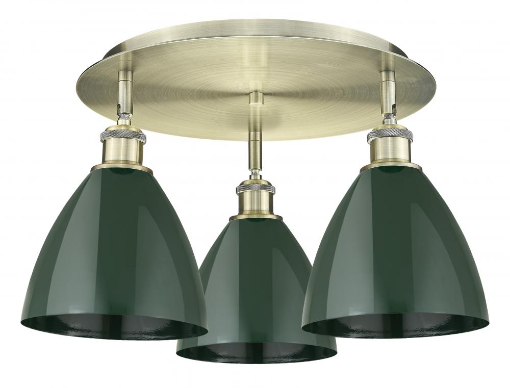 Plymouth - 3 Light - 19 inch - Antique Brass - Semi-Flush Mount