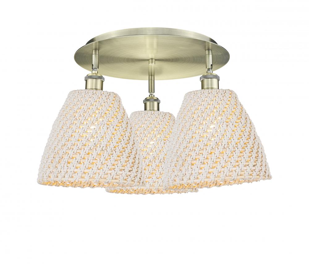 Bristol Natural - 3 Light - 21 inch - Antique Brass - Semi-Flush Mount