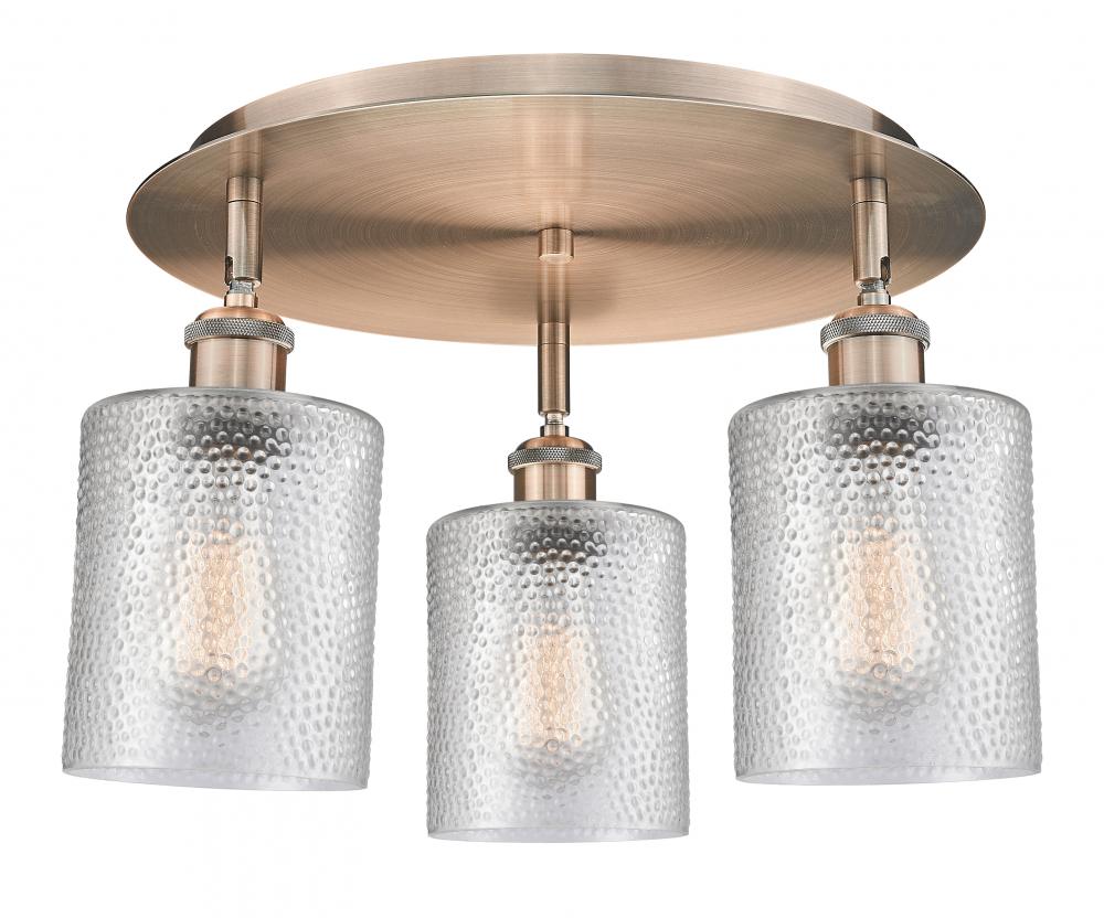 Cobbleskill - 3 Light - 17 inch - Antique Copper - Semi-Flush Mount