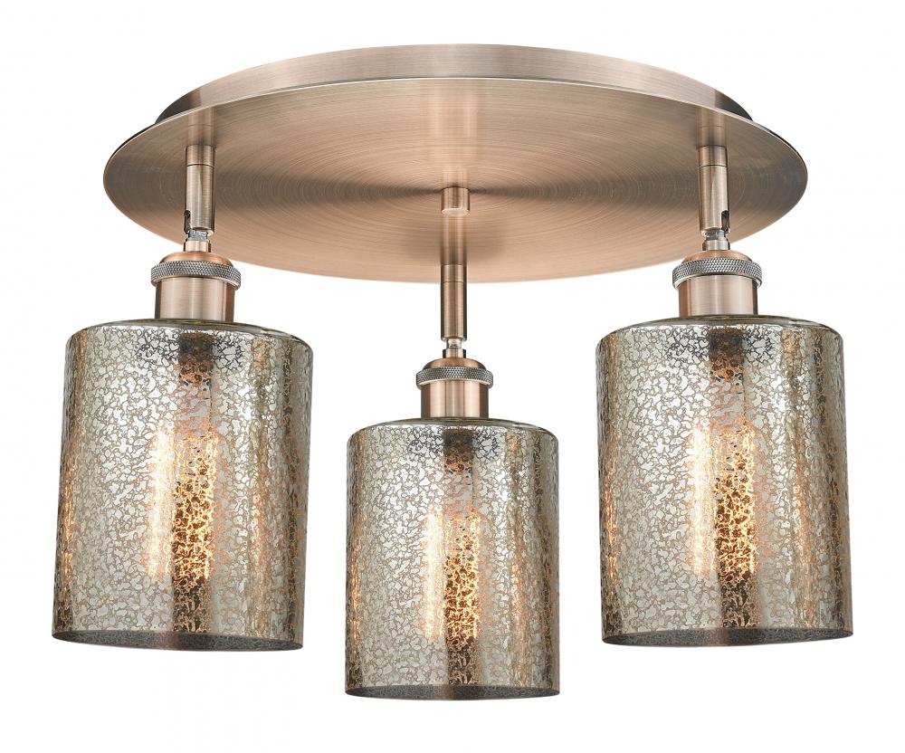 Cobbleskill - 3 Light - 17 inch - Antique Copper - Semi-Flush Mount