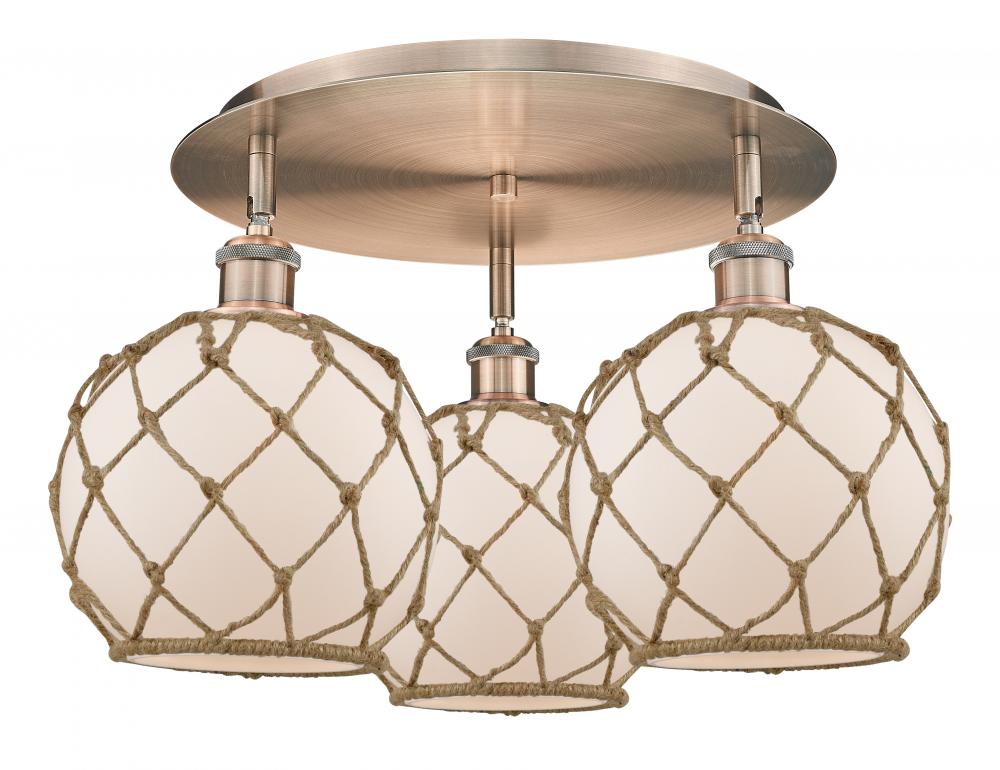 Farmhouse Rope - 3 Light - 20 inch - Antique Copper - Semi-Flush Mount