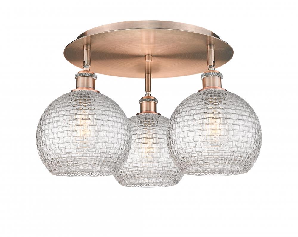 Athens - 3 Light - 20 inch - Antique Copper - Semi-Flush Mount