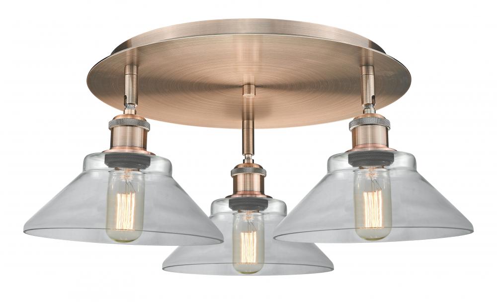 Orwell - 3 Light - 20 inch - Antique Copper - Semi-Flush Mount