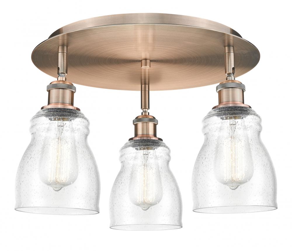 Ellery - 3 Light - 17 inch - Antique Copper - Semi-Flush Mount