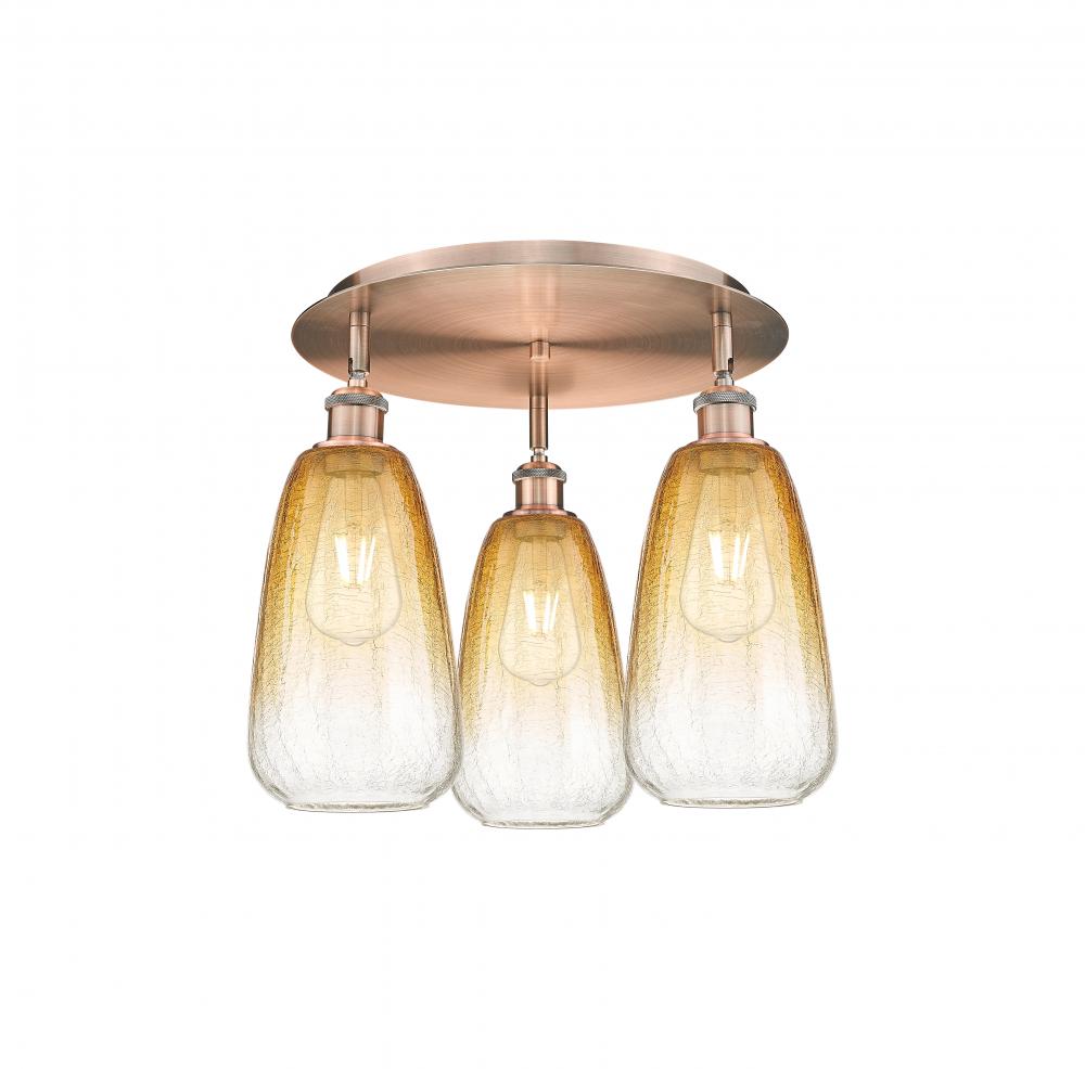 Brookhaven Almond - 3 Light - 18 inch - Antique Copper - Semi-Flush Mount