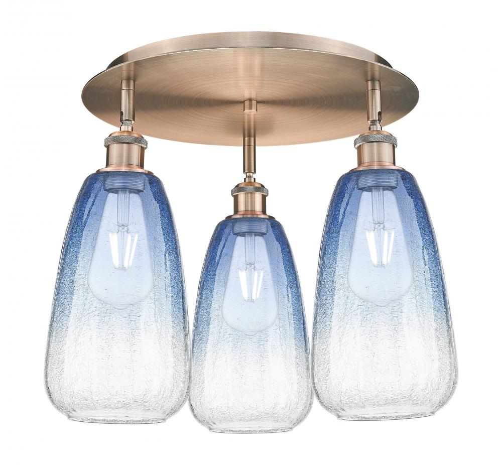 Brookhaven Almond - 3 Light - 18 inch - Antique Copper - Semi-Flush Mount