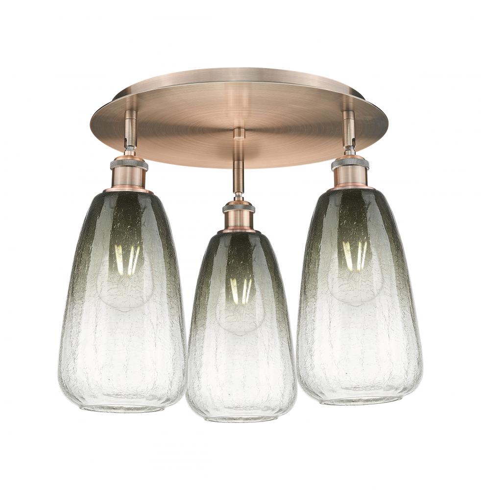 Brookhaven Almond - 3 Light - 18 inch - Antique Copper - Semi-Flush Mount