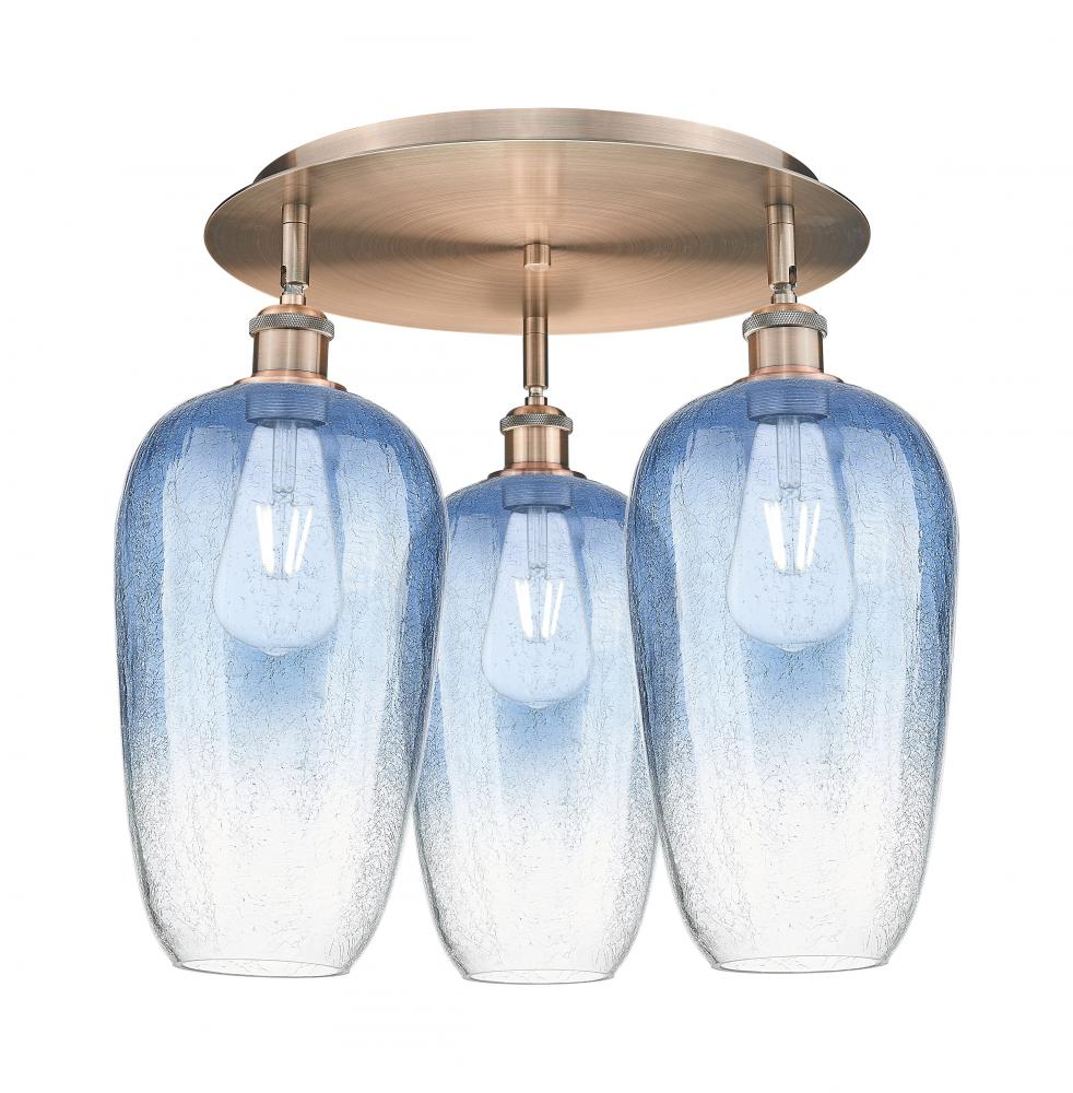 Brookhaven Flute - 3 Light - 19 inch - Antique Copper - Semi-Flush Mount