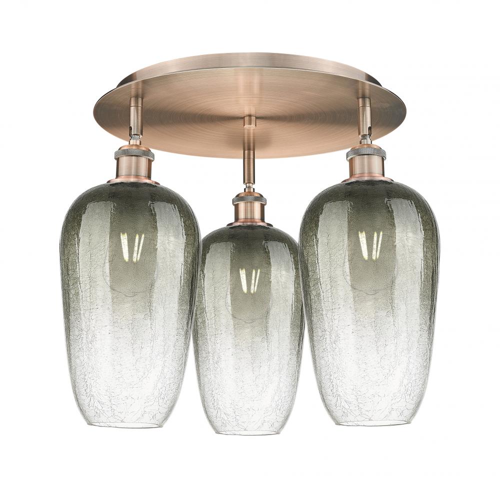 Brookhaven Flute - 3 Light - 19 inch - Antique Copper - Semi-Flush Mount