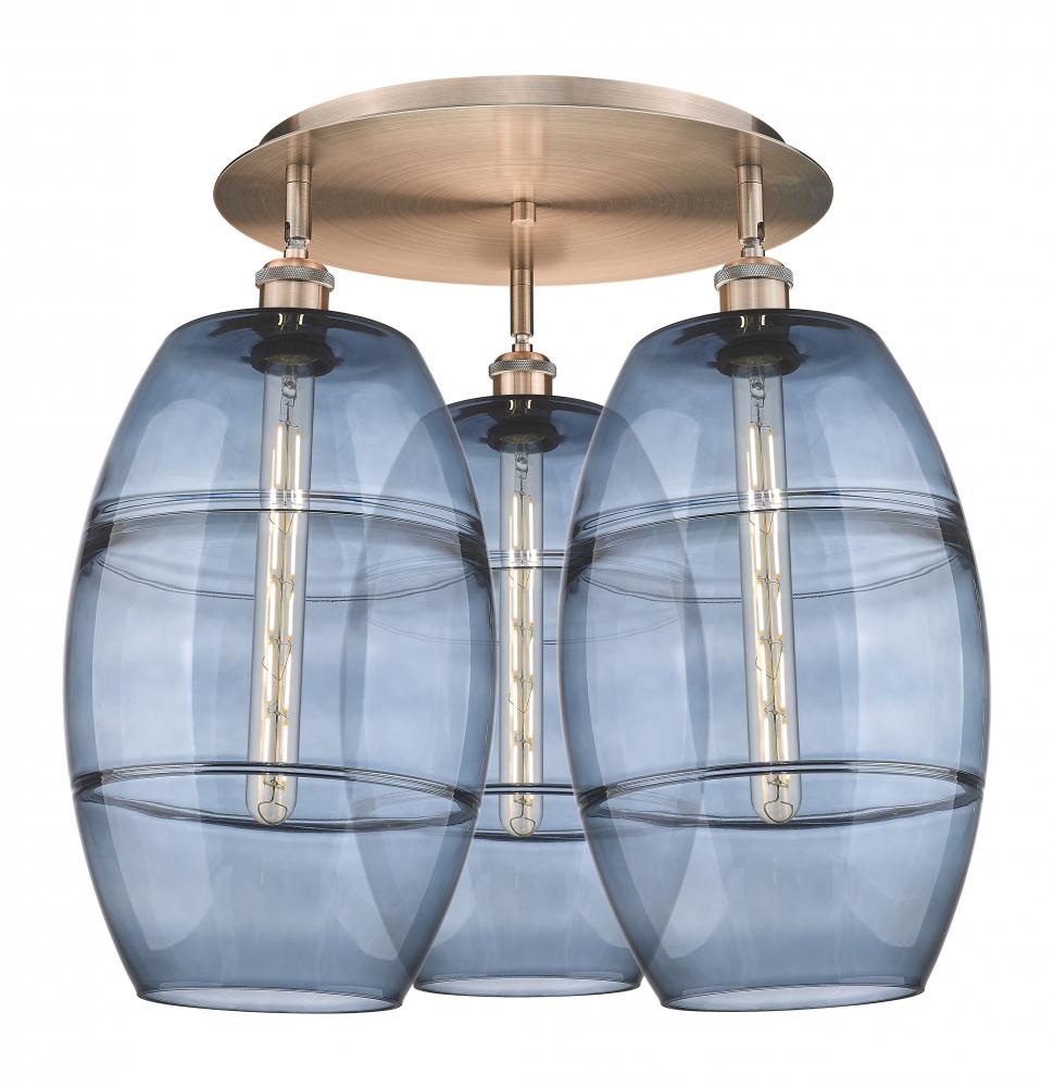 Vaz - 3 Light - 22 inch - Antique Copper - Semi-Flush Mount