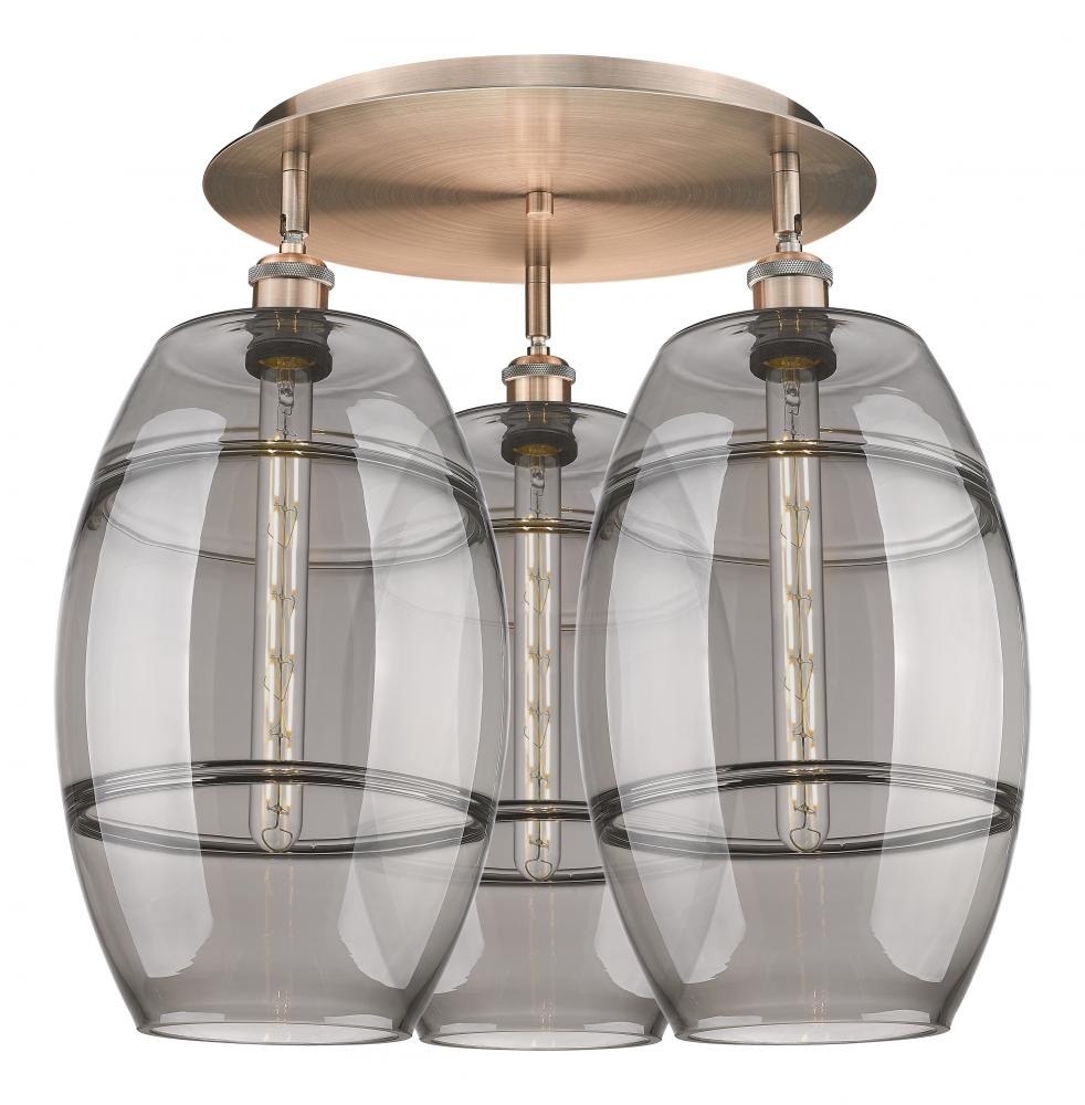 Vaz - 3 Light - 22 inch - Antique Copper - Semi-Flush Mount