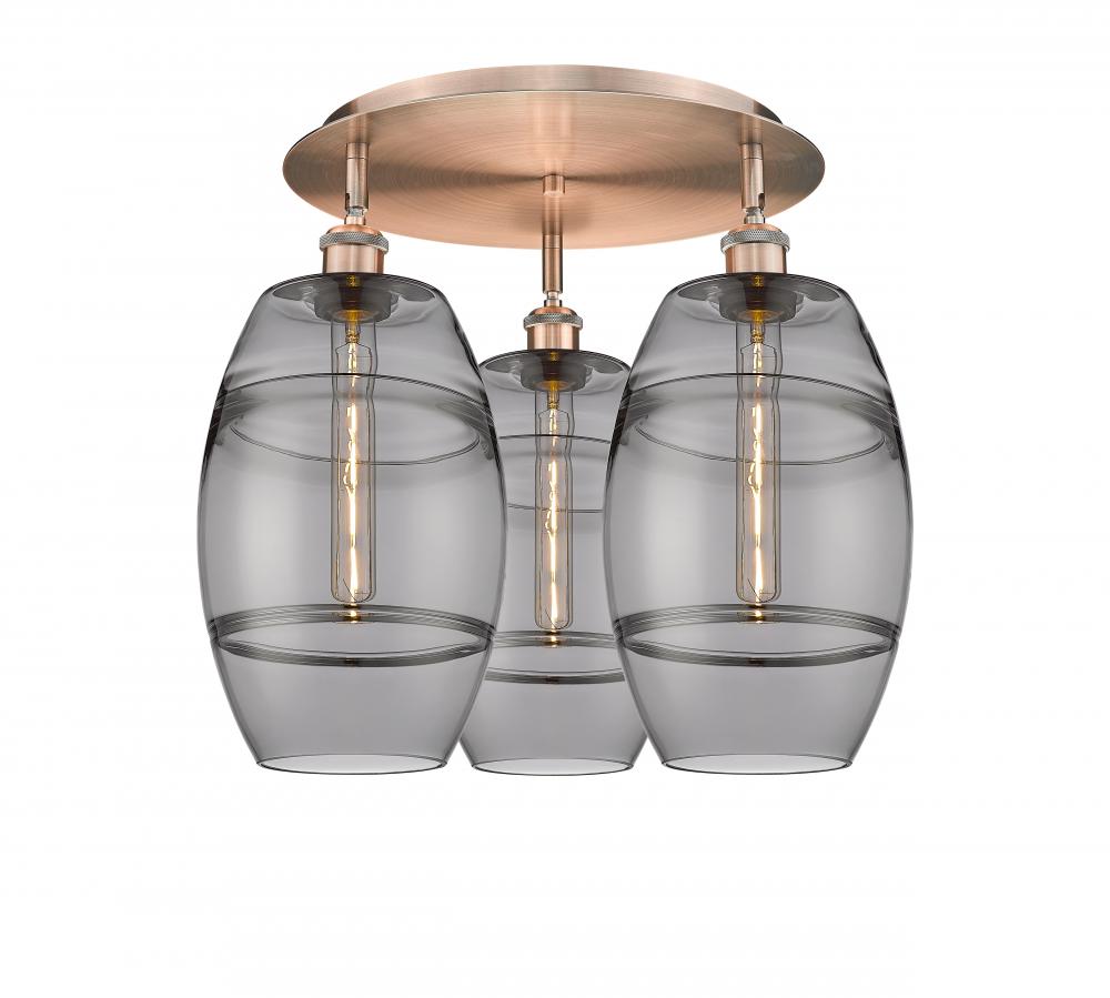 Vaz - 3 Light - 20 inch - Antique Copper - Semi-Flush Mount