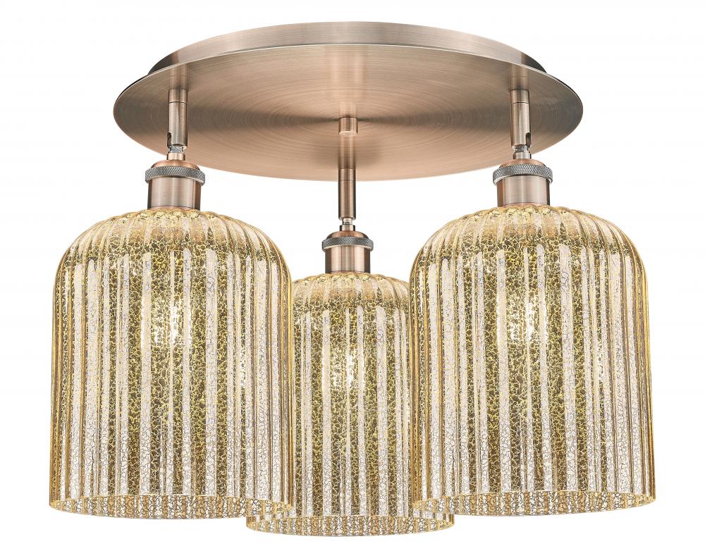 Bridal Veil - 3 Light - 17 inch - Antique Copper - Semi-Flush Mount