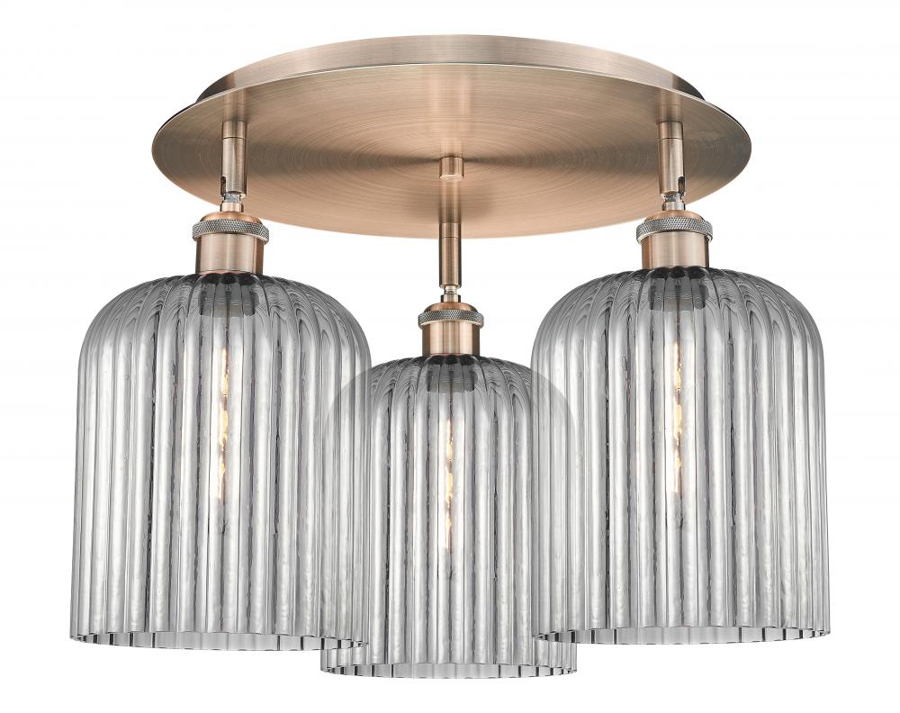 Bridal Veil - 3 Light - 17 inch - Antique Copper - Semi-Flush Mount