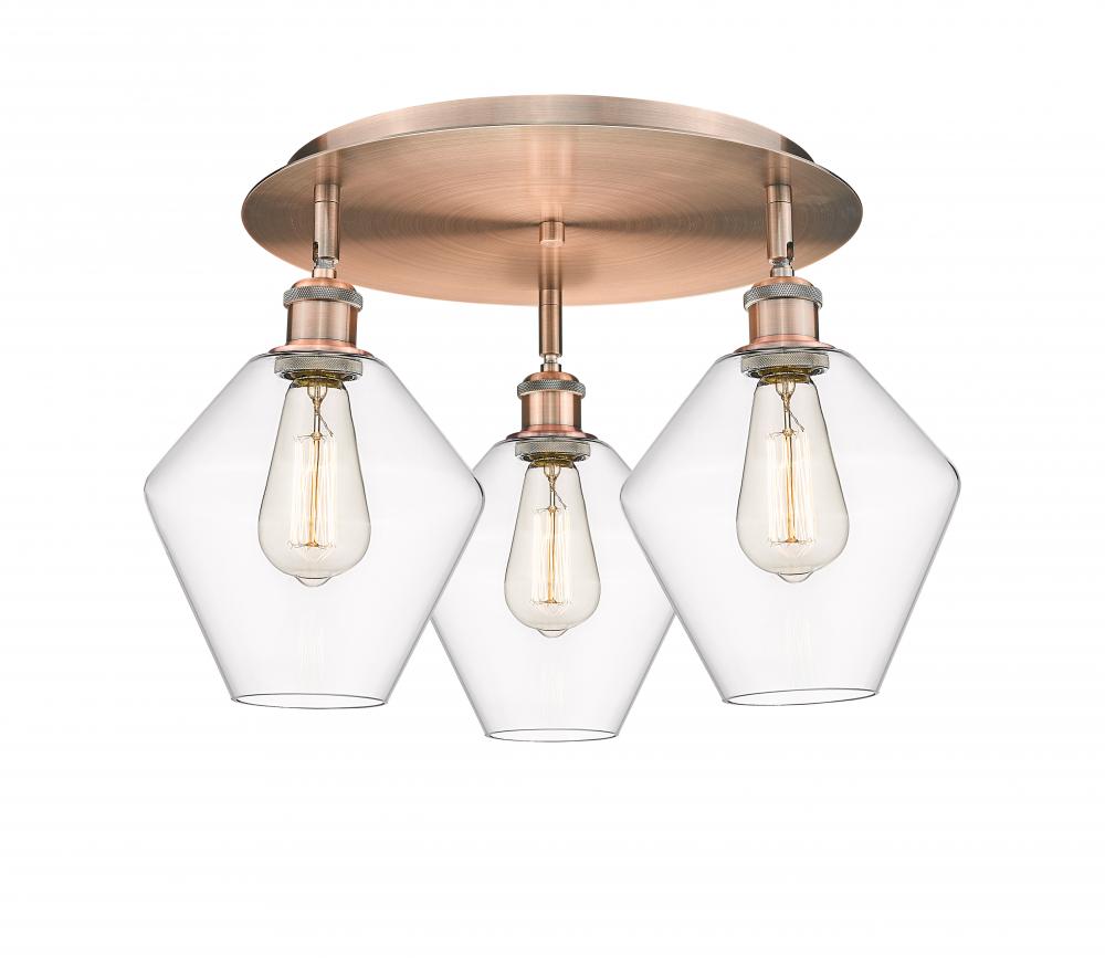 Cindyrella - 3 Light - 20 inch - Antique Copper - Semi-Flush Mount