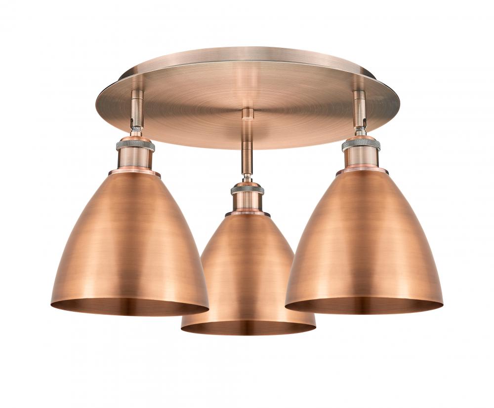 Bristol - 3 Light - 19 inch - Antique Copper - Semi-Flush Mount