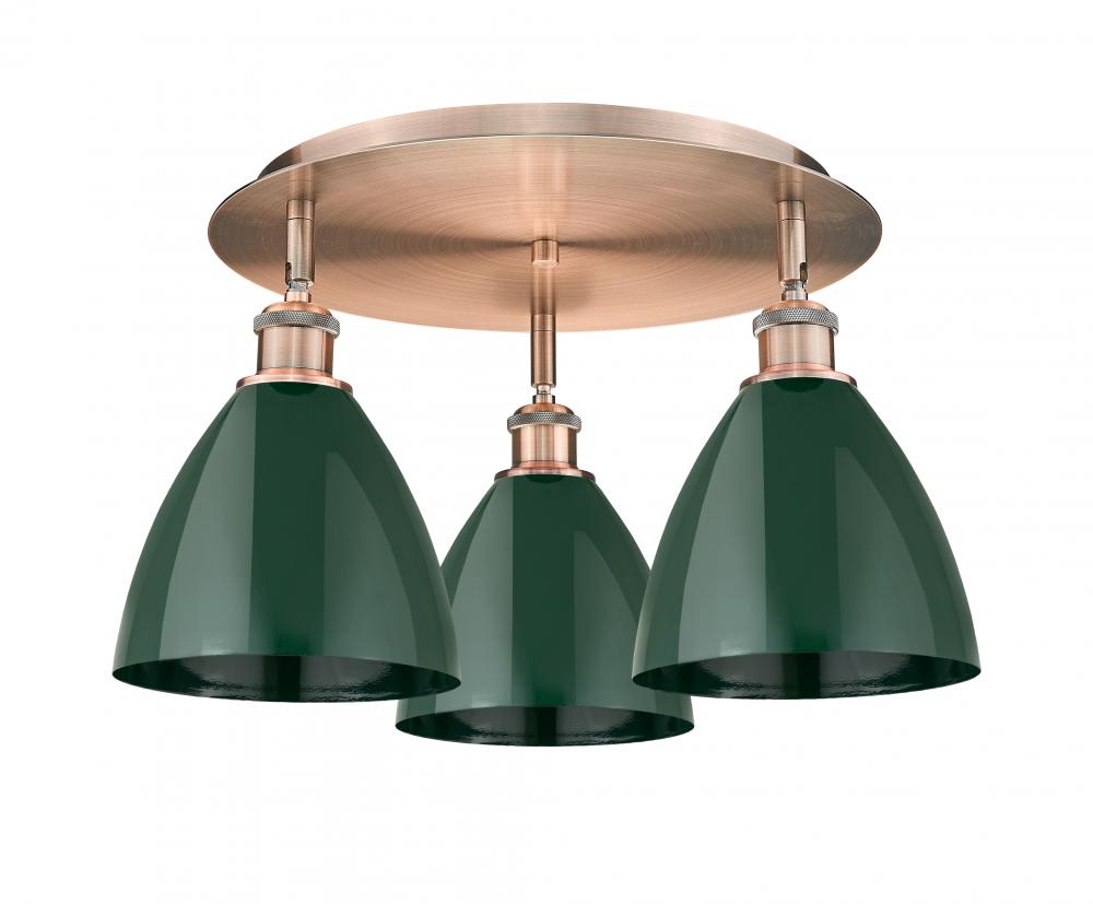 Plymouth - 3 Light - 19 inch - Antique Copper - Semi-Flush Mount